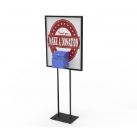 FixtureDisplays® Donation Poster Stand, Ballot Collection with Metal Lock Box Poster not included 11062 Chrome+11118-BLUE